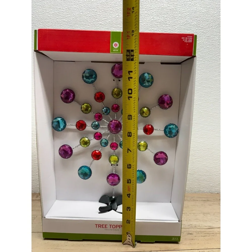 2015 Multi Colored Gem Snowflake Christmas Tree Topper 12